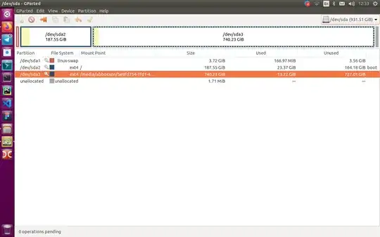 Screenshot of GParted