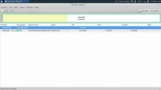 Screenshot of gparted partition list