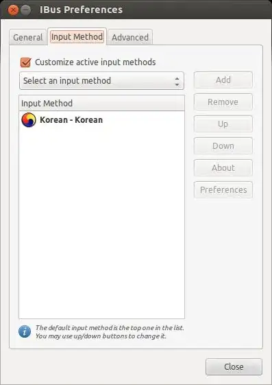 Adding Korean input method @ IBus preferences