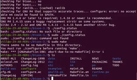 From the top of the terminal you can see the program being configured.  At the bottom you can see I try to run the make file but it says there is not one.  I run ls and there is clearly a makefile right there in the directory.