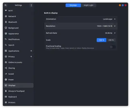 Display Settings screen shot
