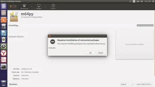 Software Center popup