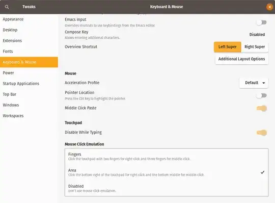 Options of Keyboard & Mouse section in Tweaks