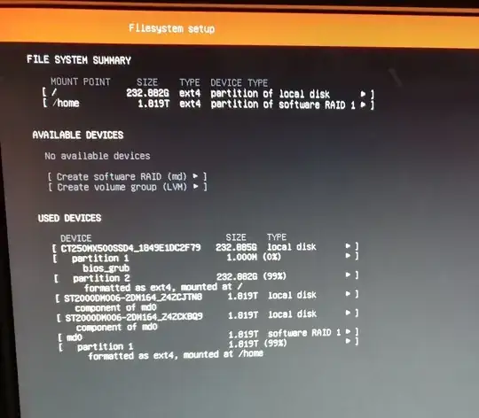 Ubuntu server Filesystem setup