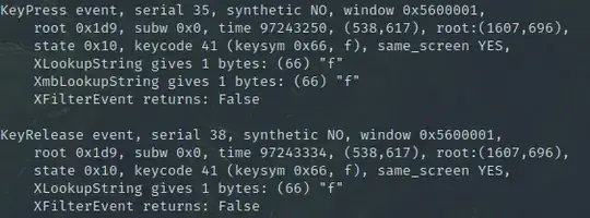 Example of xev output