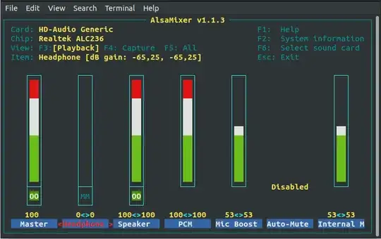 screenshot of AlsaMixer
