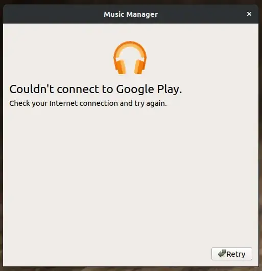 google music manager displaying google play connection error