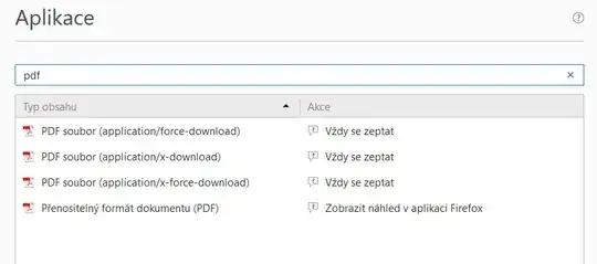 PDF lines in Firefox Application settings
