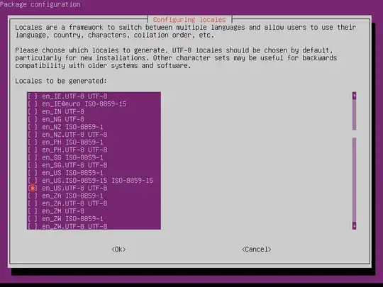 Configuring locales (screenshot), selecting locales to install