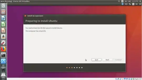 dialog box showing the disk space error