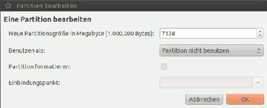 Patition edting dialog