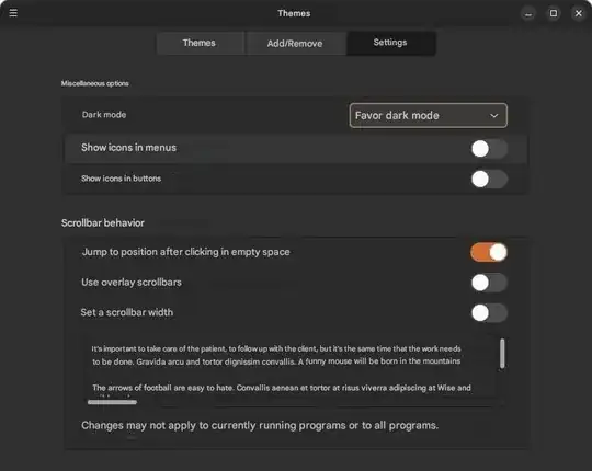 Themes settings