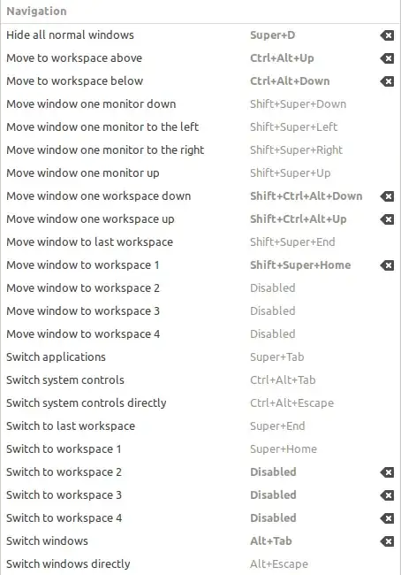 screenshot of my shortcuts