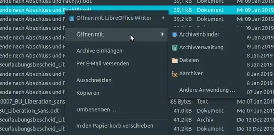 Odt file right-click context menu
