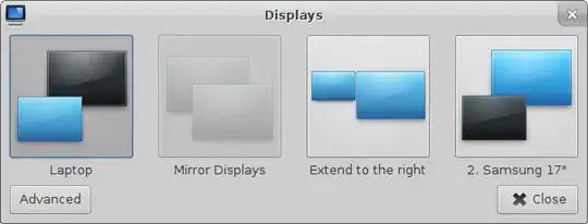 "Displays" dialog