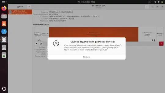 error when trying to mount