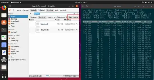 Using baloo to find a string in file content
