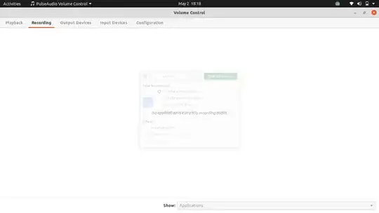 Screenshot of PulseAudio volume controller detecting no recording device