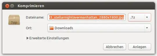 Picture showing compress dialog with 7z set as output format. The language is German; please replace.