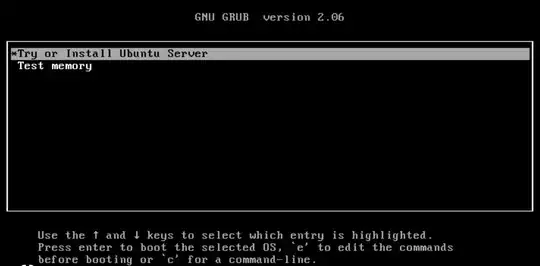 GRUB menu screen showing two entries, "Try or Install Ubuntu Server" and "Test memory"