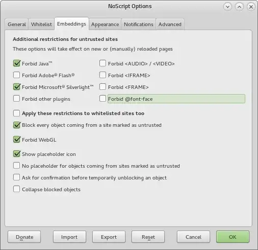 Nosript options menu