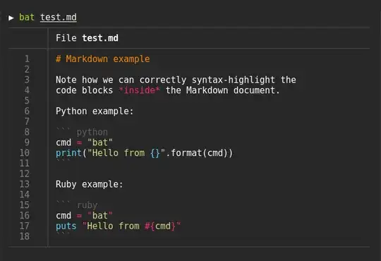 Screenshot of bat showing a colored file