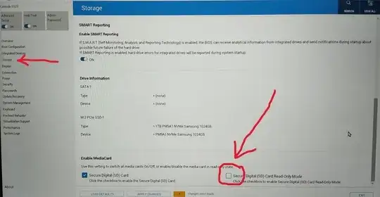 Dell BIOS SD card read-only checkbox