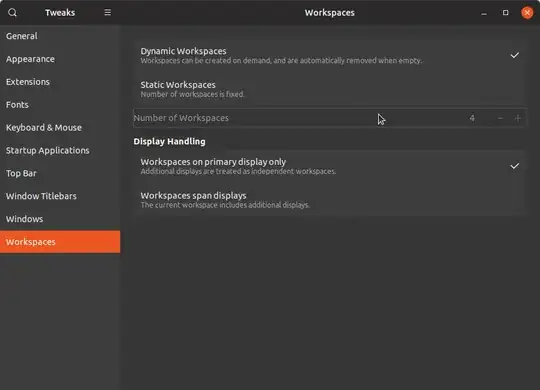 Gnome Tweaks - Workspaces