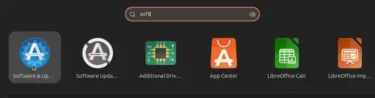 Application Search showing Software & Updates