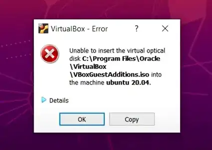 ERROR: Unable to insert virtual optical disk