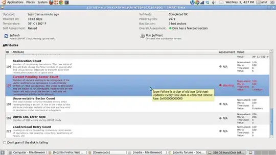 disk utility screenshot with current pending sector count of 3