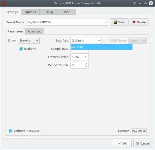 qjackctl setup dialog - missing device