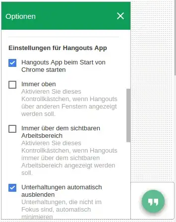 Hangouts App options page