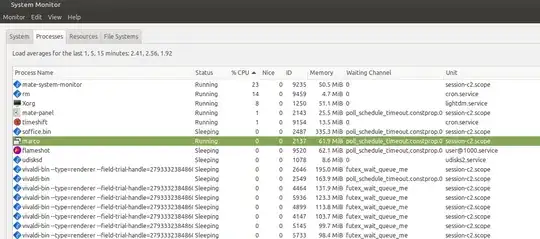 mate-system-monitor (sorted on CPU%)