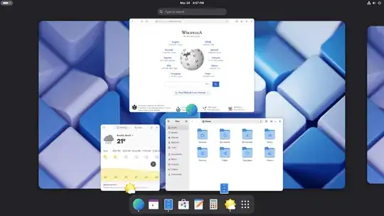 screenshot showing a graphical desktop with GNOME Shell