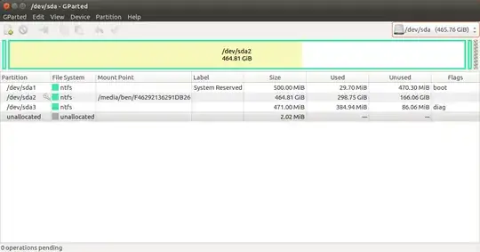 Screenshot of partition of original SSD with windows 10
