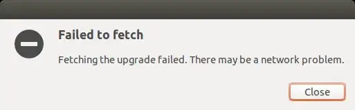 Failed to fetch: Fetching the upgrade failed. There may be a network problem.
