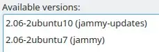 versions for jammy and jammy-updates
