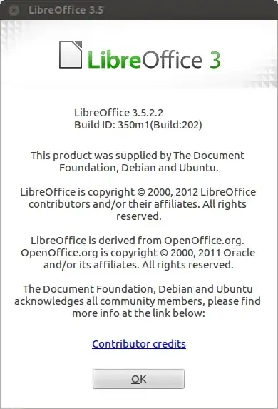 LibreOffice about dialog