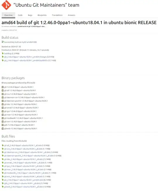 launchpad page for git on bionic amd64