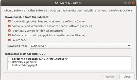 My Software and Update Section