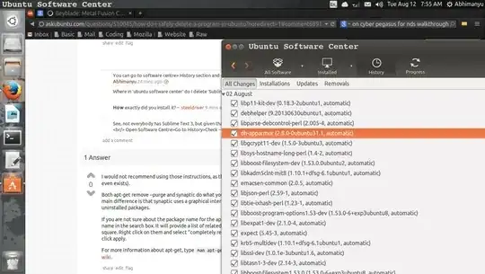 history section of software centre