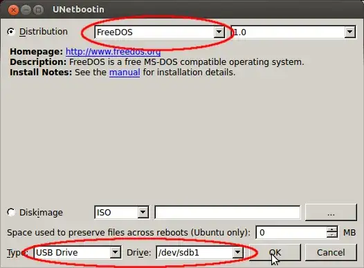 UNetbootin options screenshot