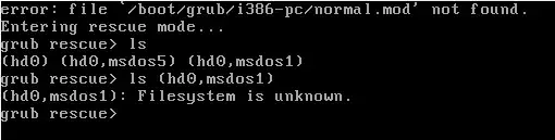 screenshot of the error
