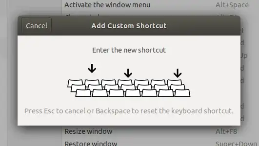 Add Custom Shortcut window