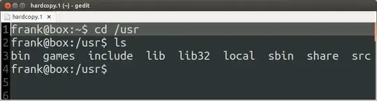 hardcopy.1 opened in Gedit