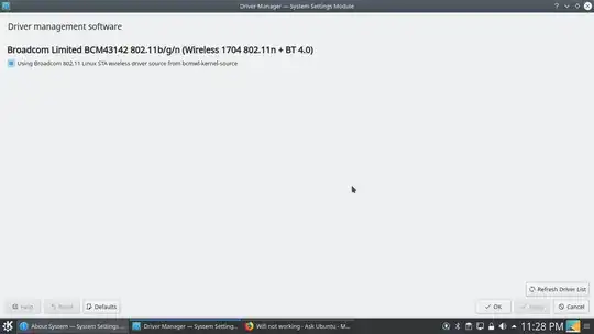 Snapshot of Information from kubuntu Driver Manager