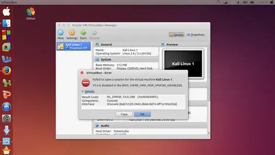 the message that shows virtualbox while installing Kali linux
