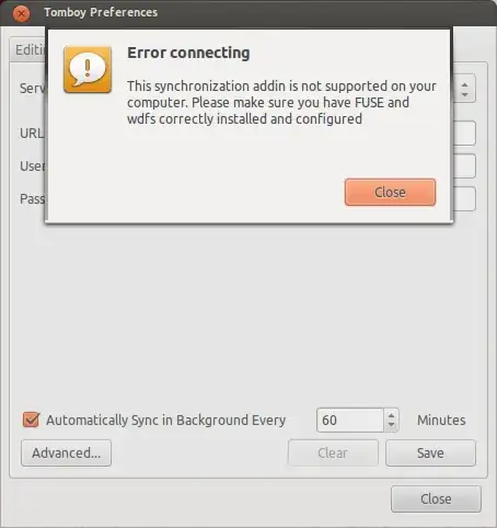 Tomboy WebDAV connecting error