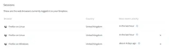 dropbox web interface log screenshot